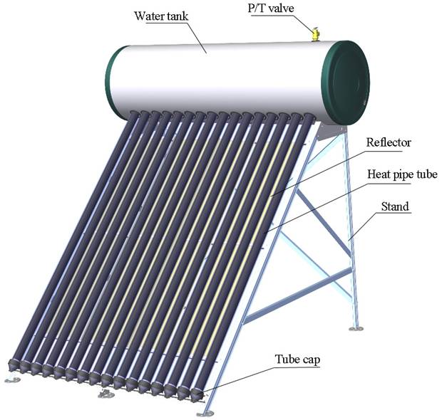 Aquecedor solar de água com tubo de calor compacto