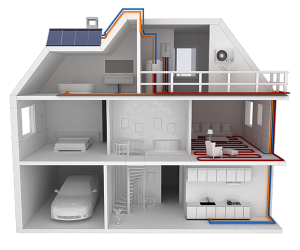 Diagrama de instalação de sistema de tanque solar com bobina esmaltada dupla